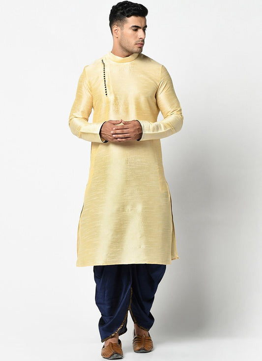 Buttons Dupion Silk Cream Dhoti Kurta - M2413