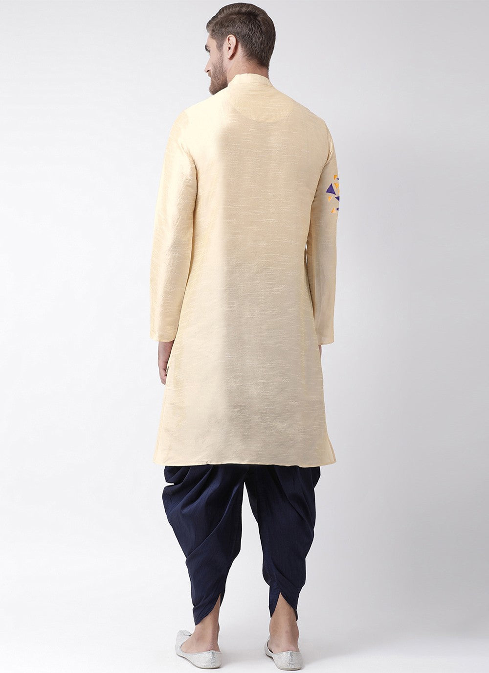 Embroidered Dupion Silk Cream Dhoti Kurta - M2073