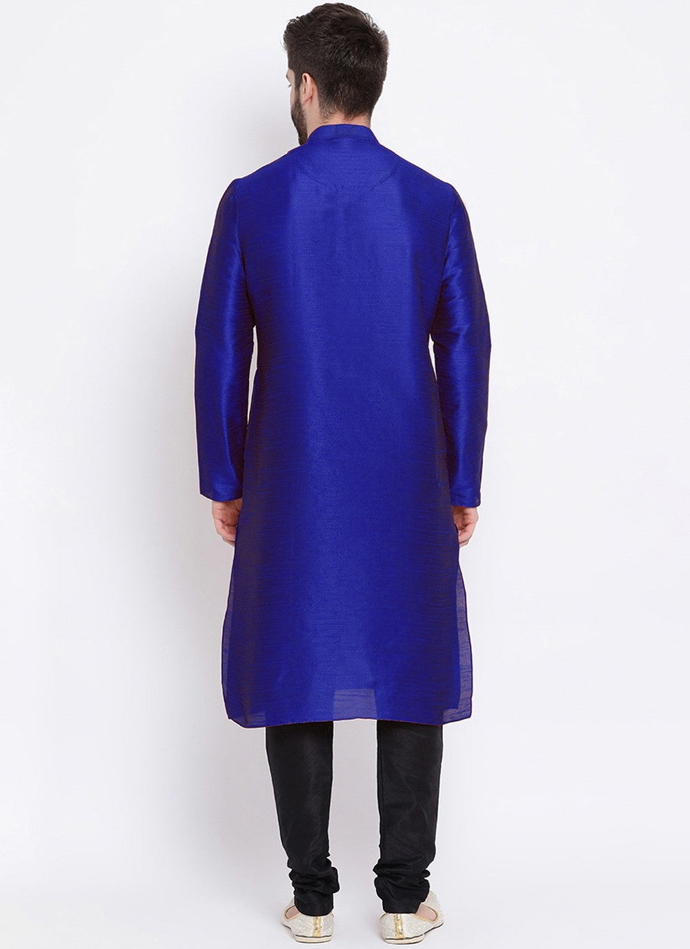 Embroidered Dupion Silk Blue Kurta Pyjama - M2294