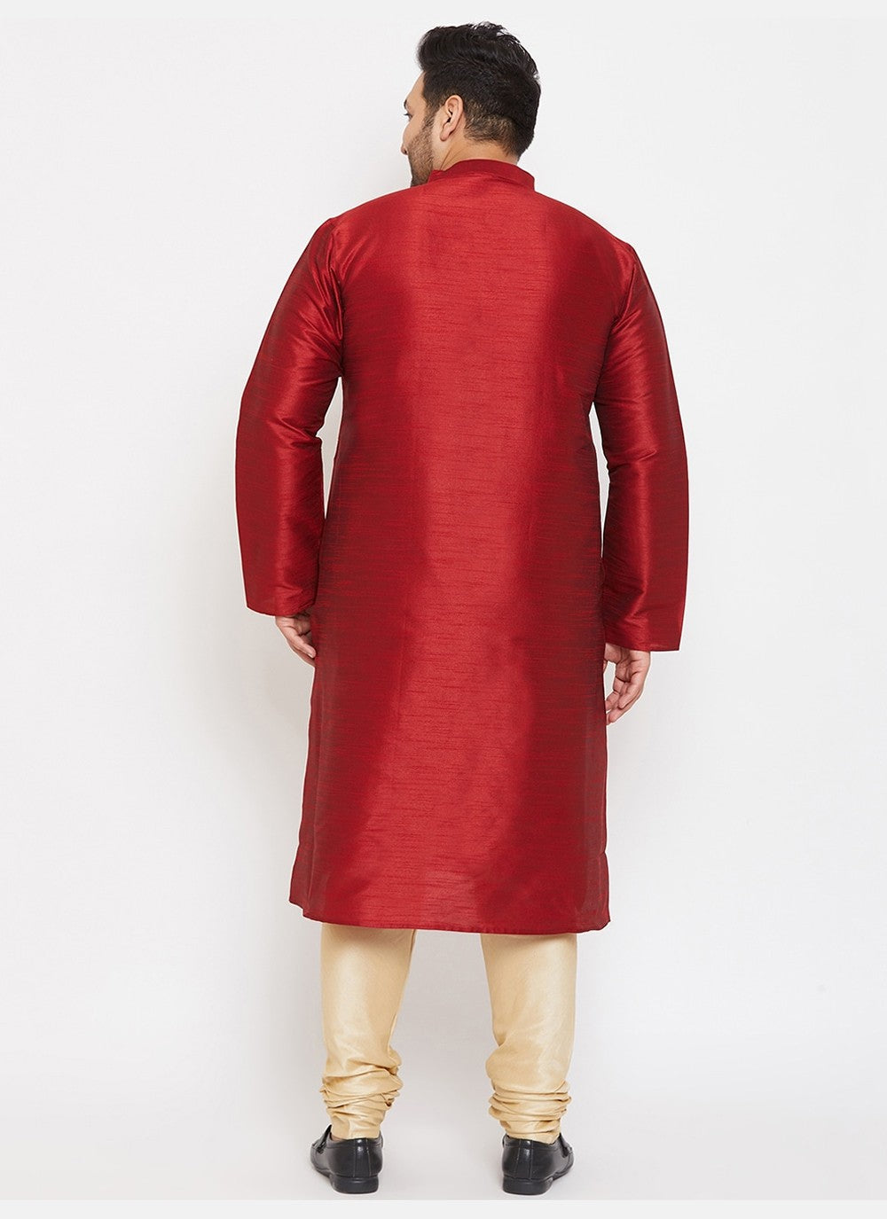 Plain Dupion Silk Maroon Kurta Pyjama - M2632