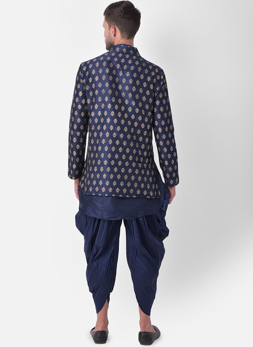 Fancy Work Dupion Silk Navy Blue Dhoti Kurta - M5227