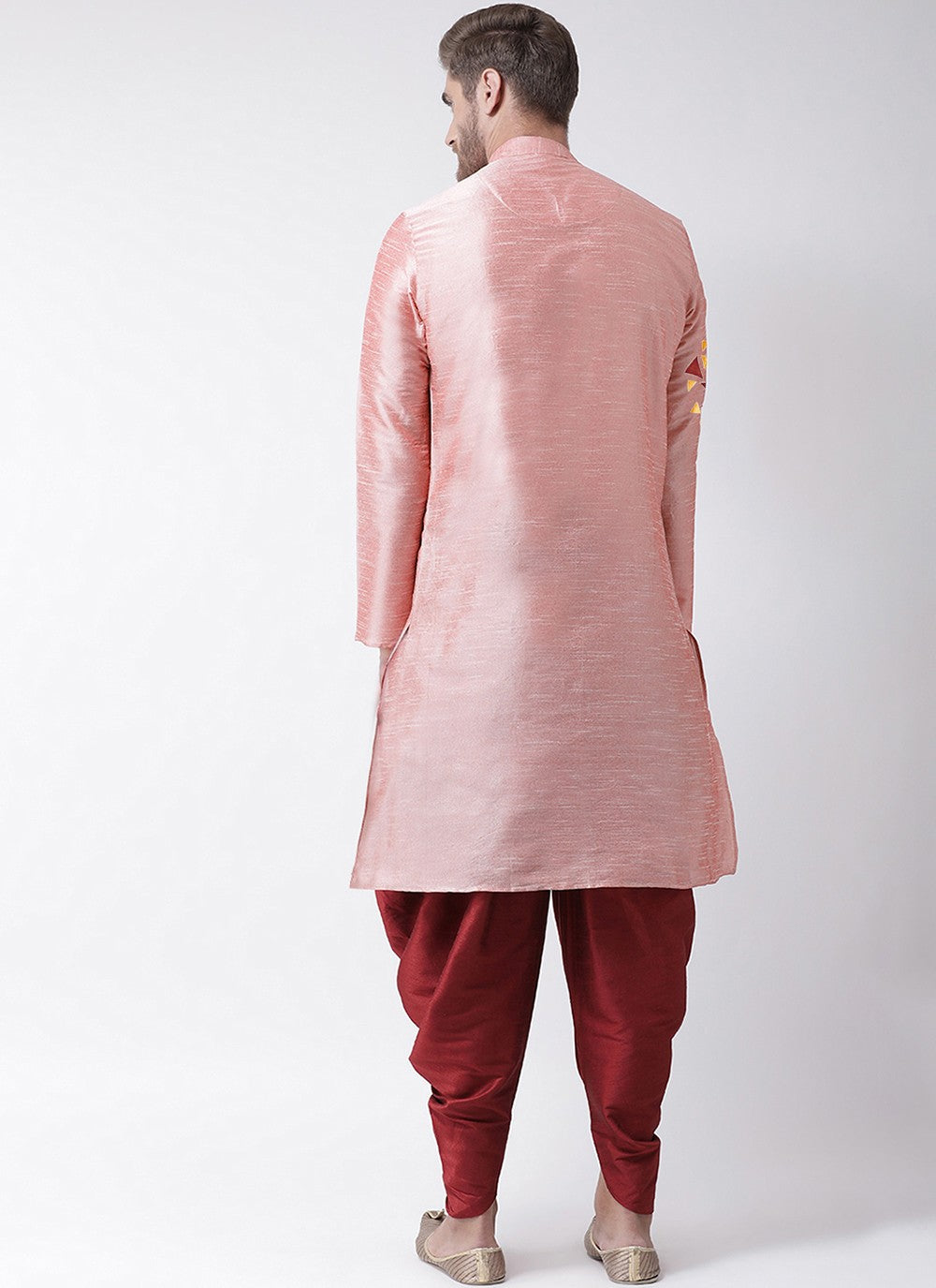 Embroidered Dupion Silk Pink Dhoti Kurta - M2075