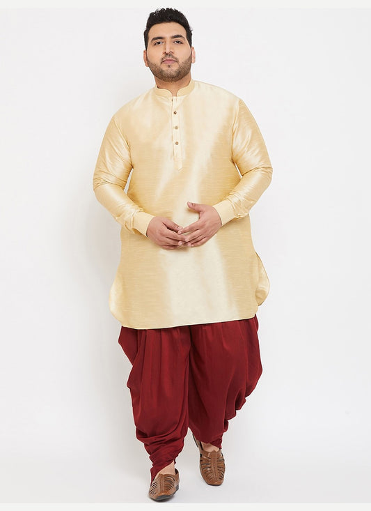 Plain Dupion Silk Cream Dhoti Kurta - M2646