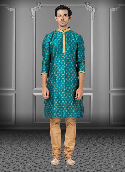 Printed Dupion Silk Rama Kurta Pyjama - M3716