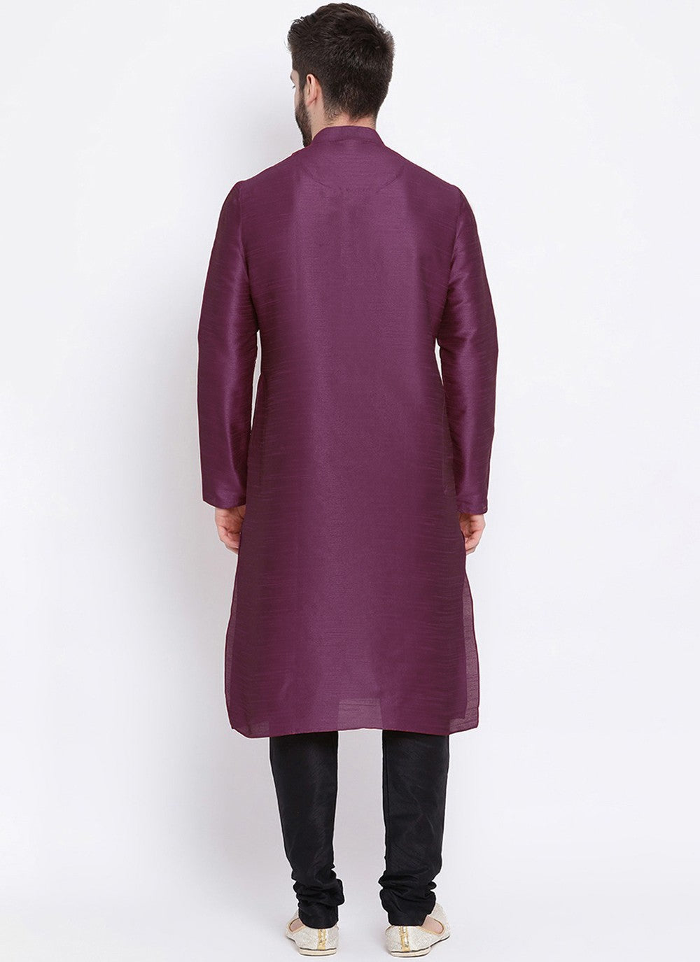 Embroidered Dupion Silk Purple Kurta Pyjama - M2293