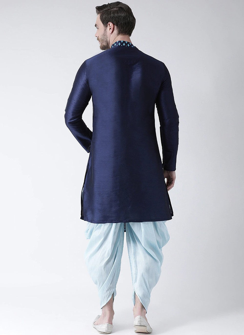 Weaving Zari Dupion Silk Blue Dhoti Kurta - M2237