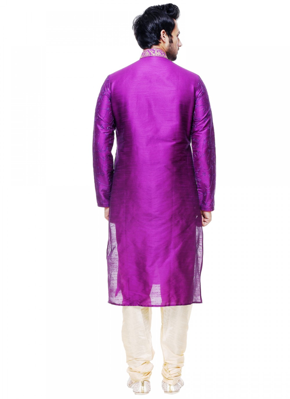 Plain Silk Violet Kurta Pyjama - M1005