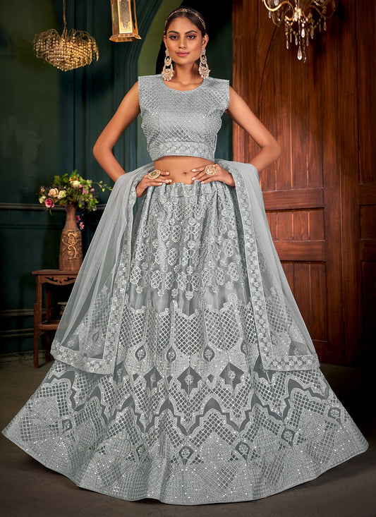 Embroidered Net A - Line Lehenga - L0384