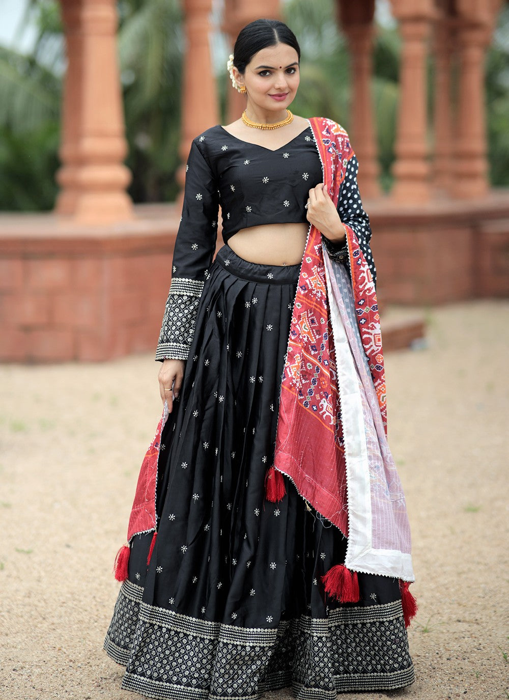 Embroidered Silk A - Line Lehenga - L1095