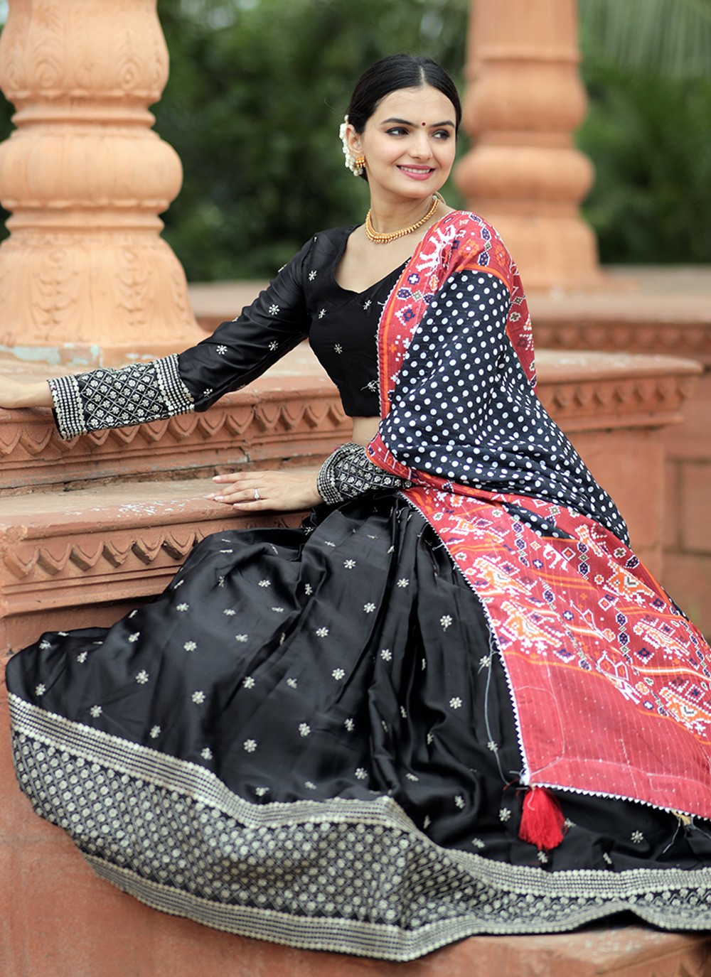 Embroidered Silk A - Line Lehenga - L1095