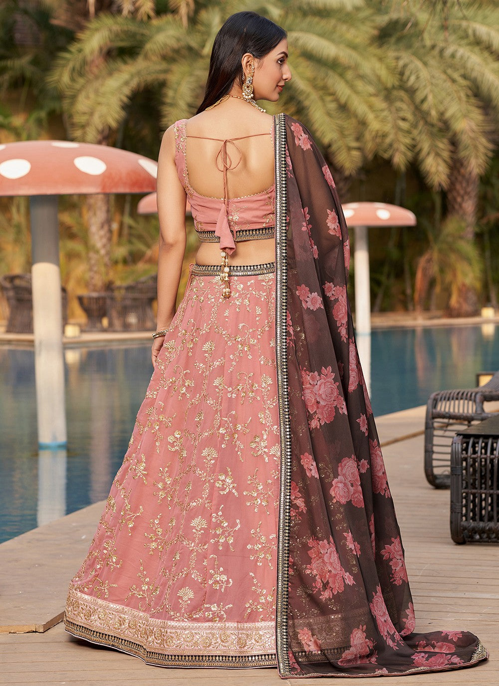 Embroidered Georgette A - Line Lehenga - L1528