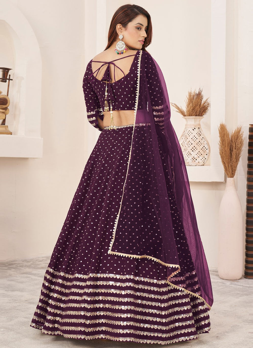 Embroidered Georgette A - Line Lehenga - L1655