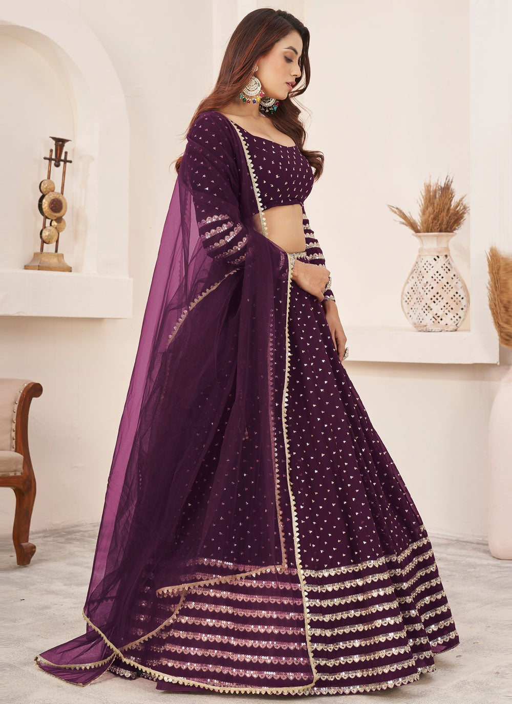 Embroidered Georgette A - Line Lehenga - L1655