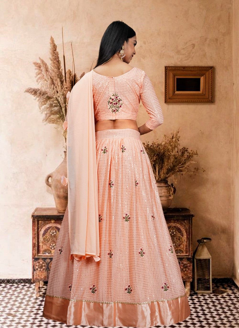 Embroidered Net A - Line Lehenga - L1818