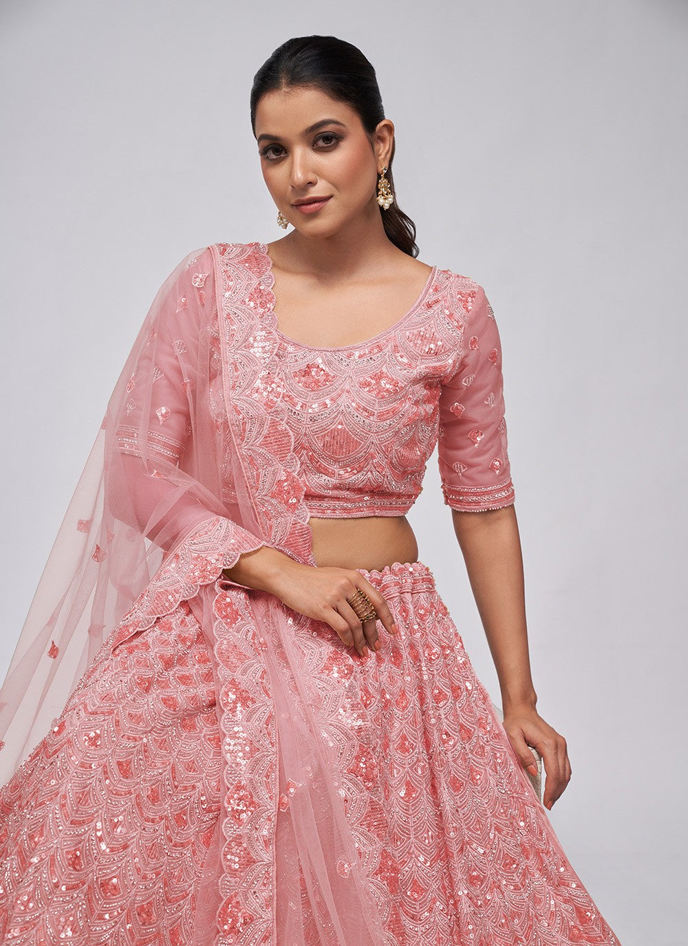 Cutdana Net Lehenga - L3169