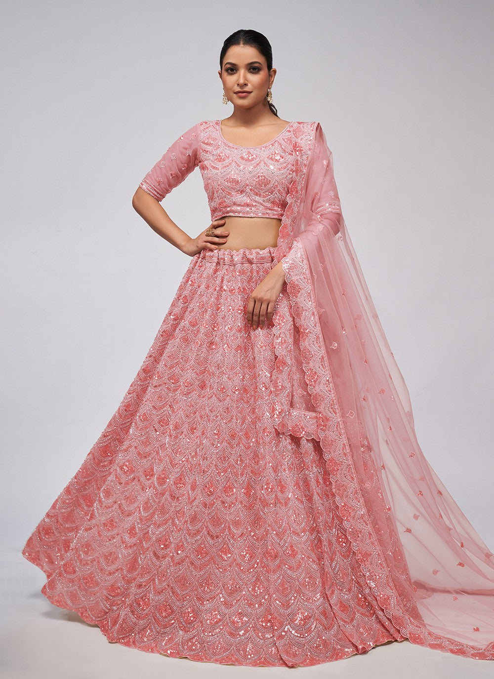 Cutdana Net Lehenga - L3169