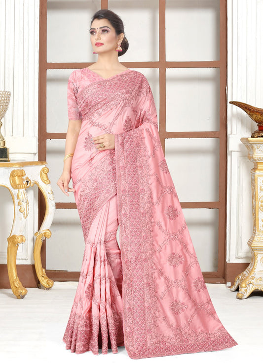 Traditional Embroidered Silk Saree - S0584