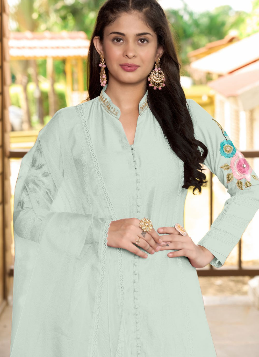 Embroidered Art Silk Salwar Suit - T4403