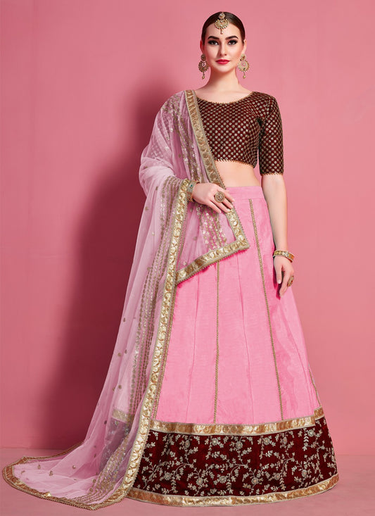 Embroidered Art Silk A - Line Lehenga - L0122