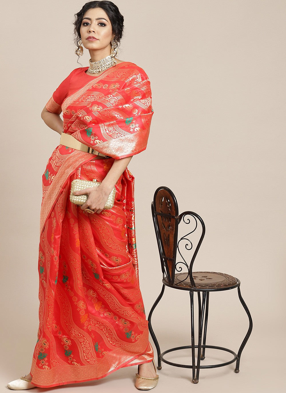 Classic Embroidered Banarasi Silk Saree - S1193