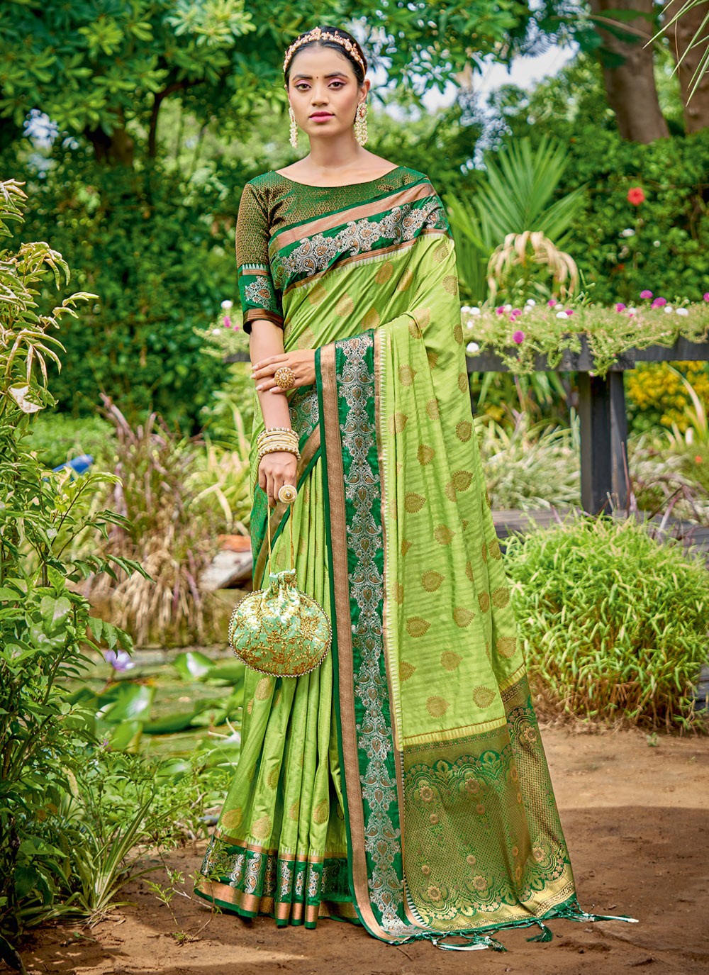 Traditional Embroidered Banarasi Silk Saree - S1525