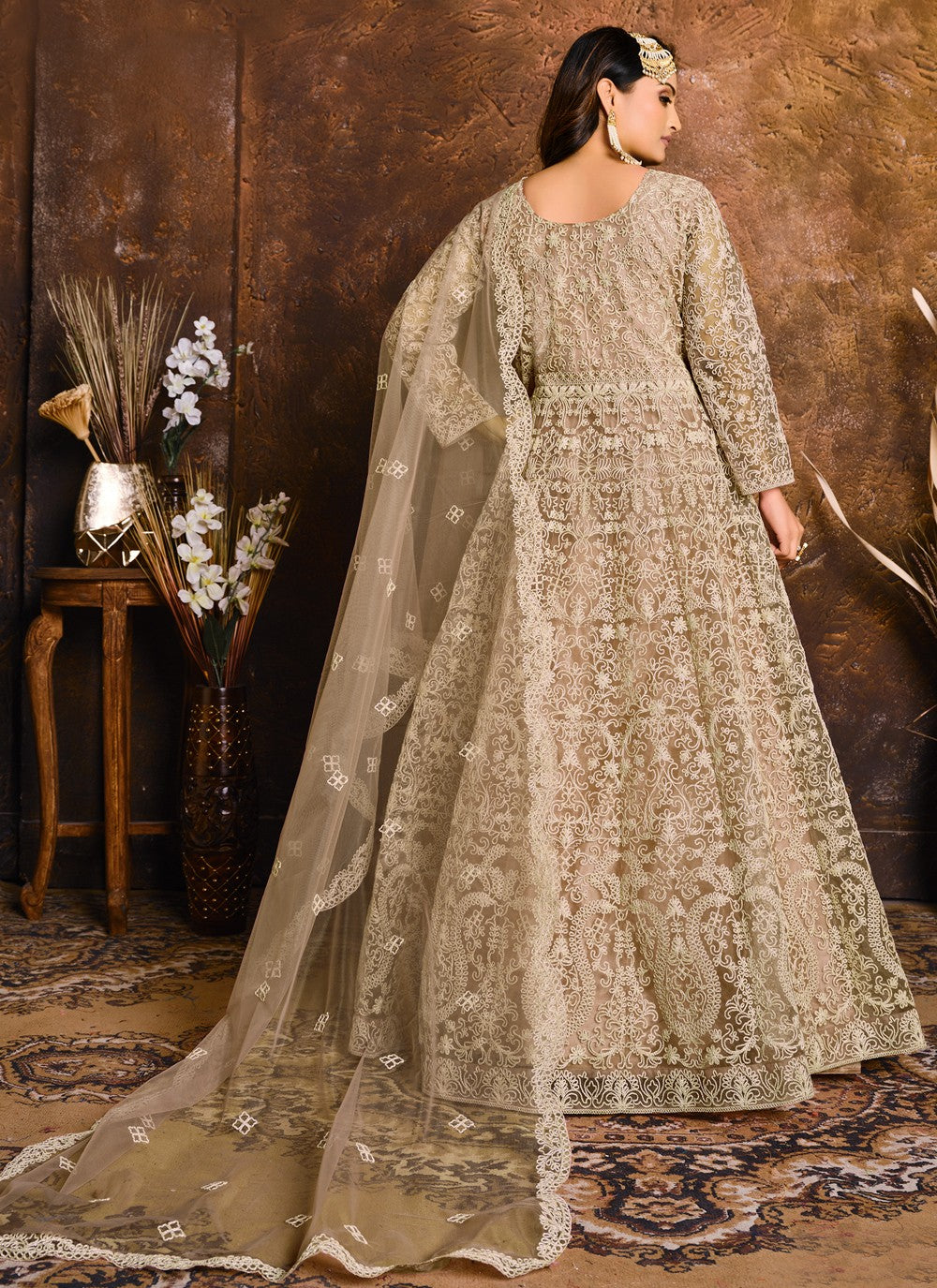 Embroidered Net Floor Length Anarkali - T1667A