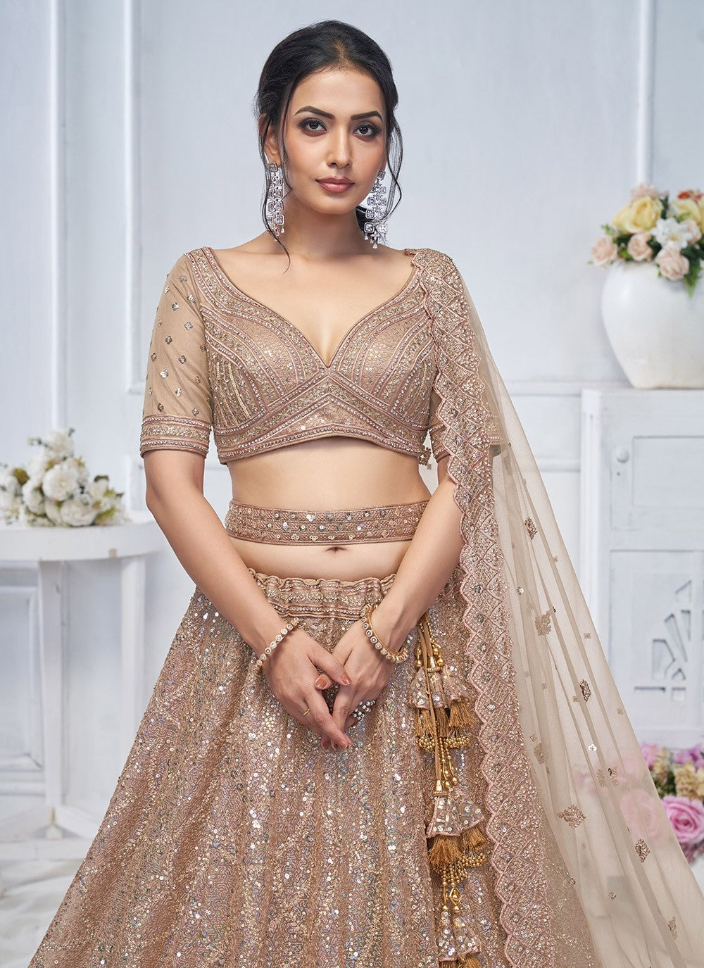 Embroidered Net A - Line Lehenga - L2852