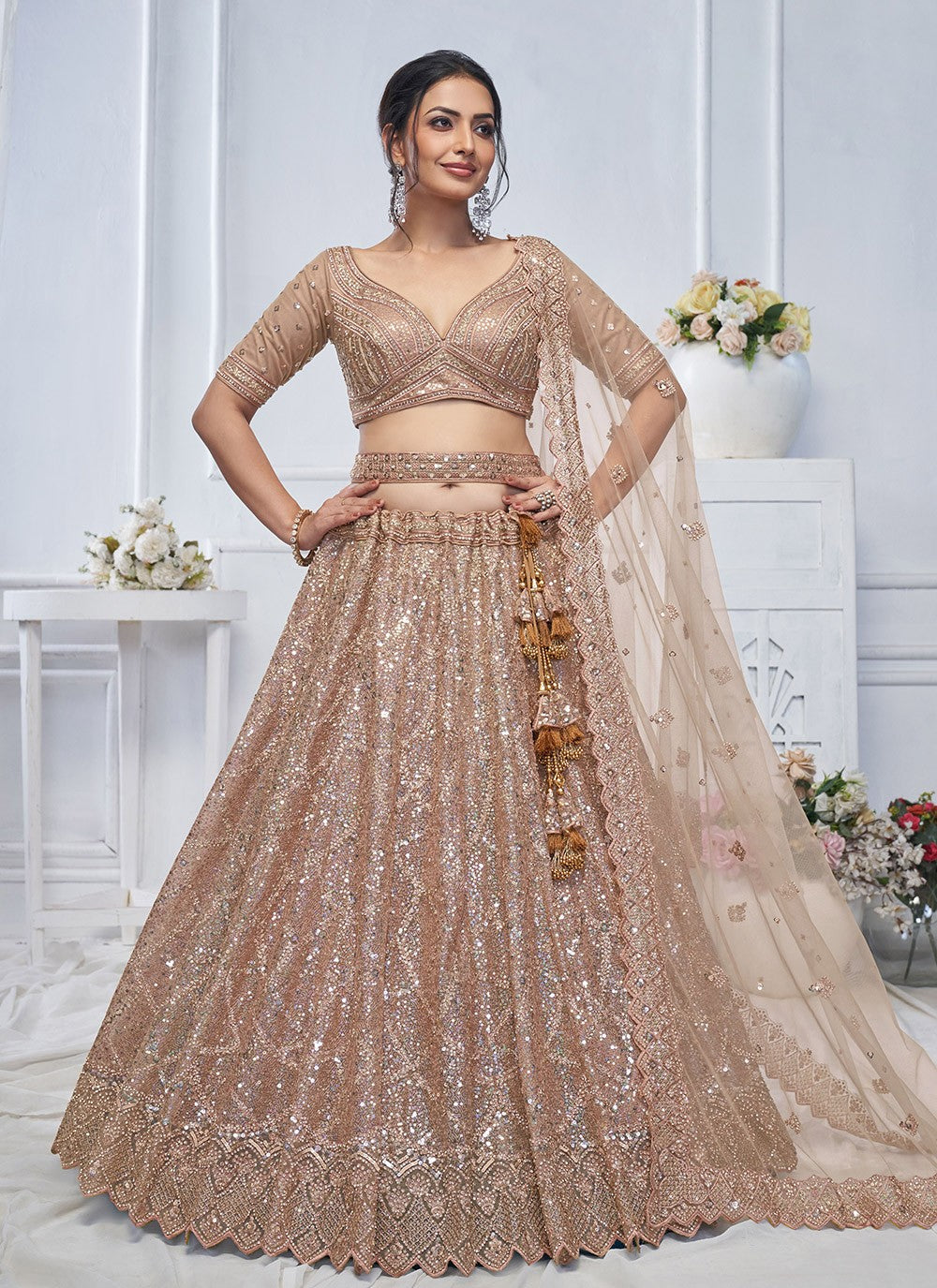 Embroidered Net A - Line Lehenga - L2852