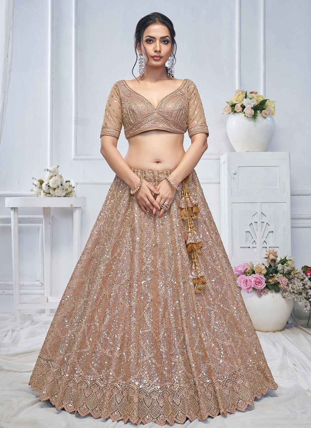 Embroidered Net A - Line Lehenga - L2852