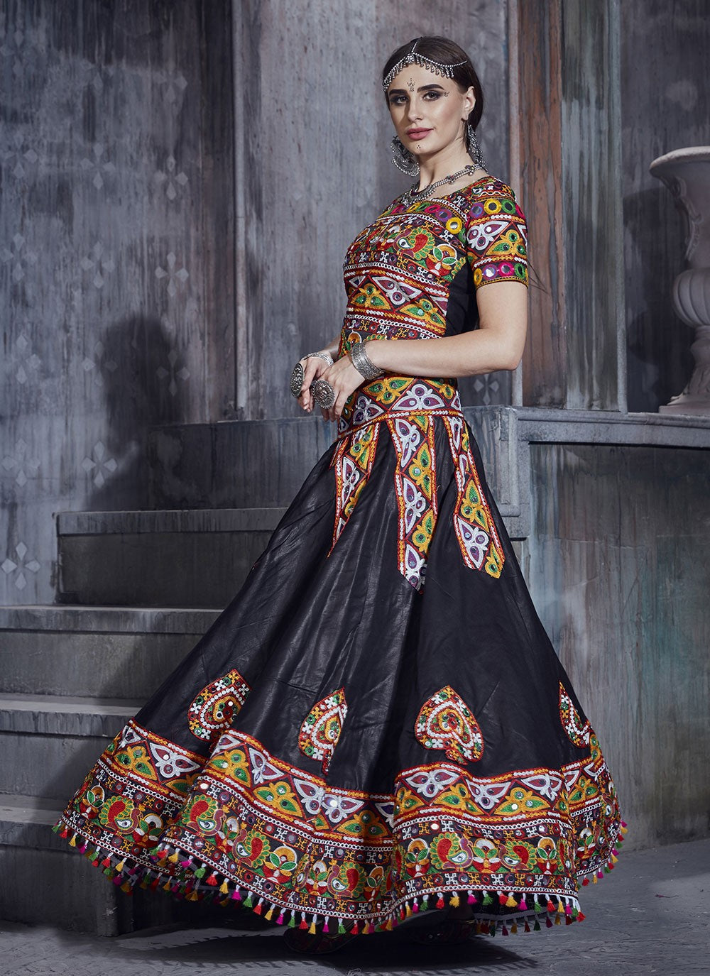 Embroidered Art Silk A - Line Lehenga - L0555