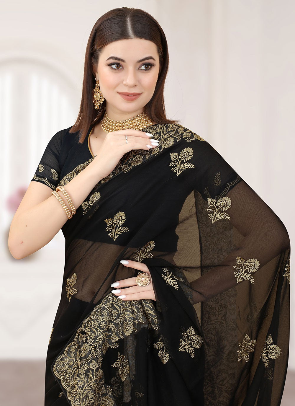 Classic Embroidered Silk Saree - S2059