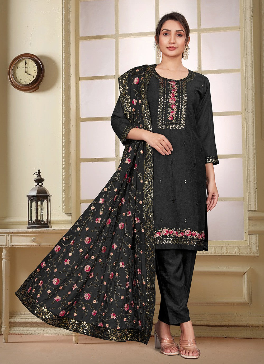 Georgette Pant Style Suit - T4052