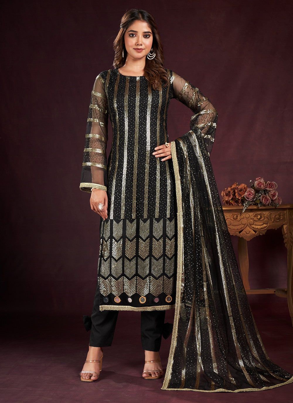 Cotton , Net Salwar Suit - T2046