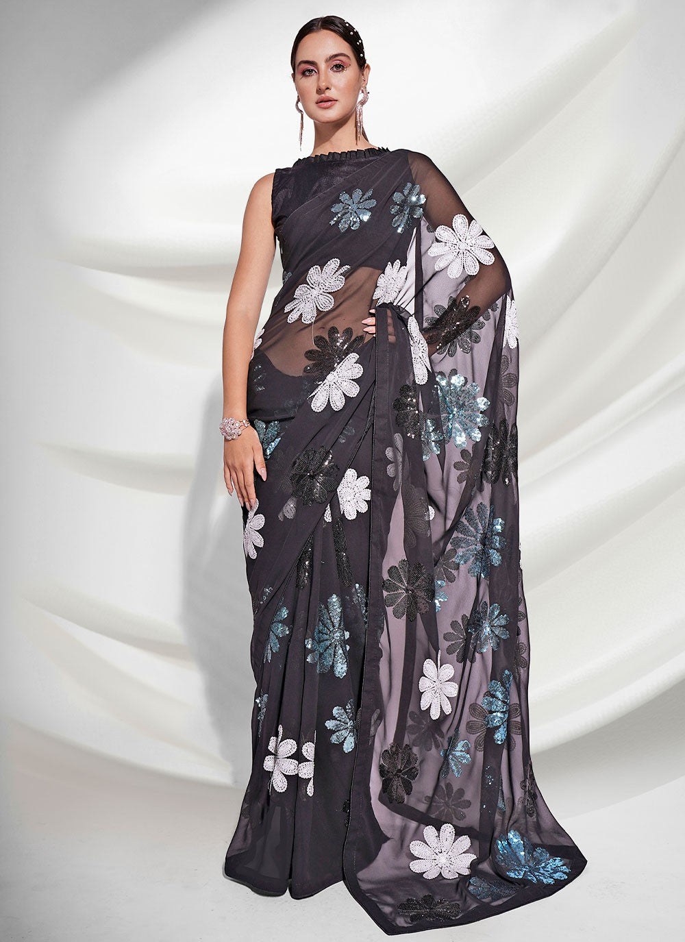 Classic Embroidered Georgette Saree - S3114