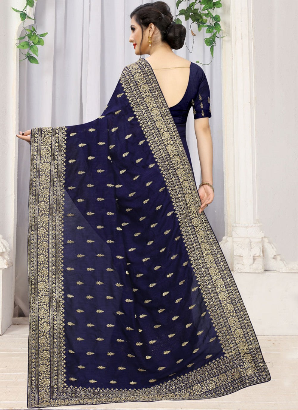 Traditional Embroidered Silk Saree - S0244