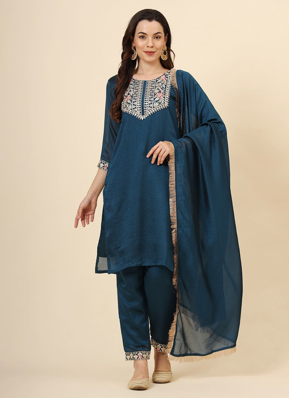 Vichitra Silk Pant Style Suit - T3465