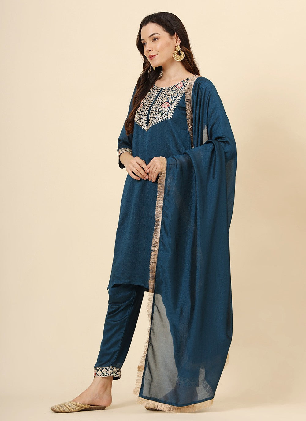 Vichitra Silk Pant Style Suit - T3465