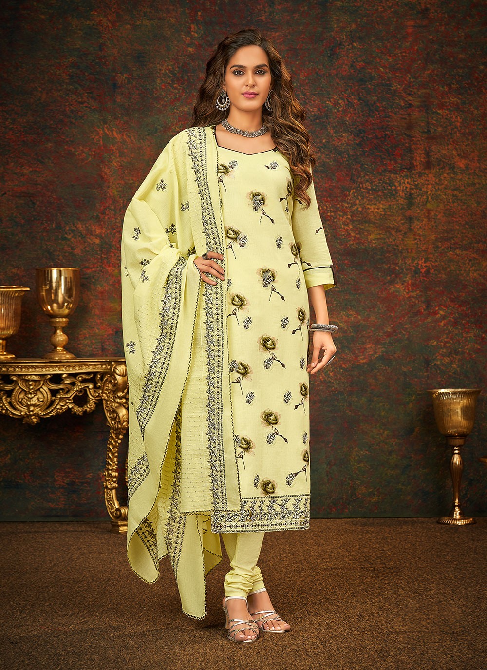 Cotton Satin Churidar Suit - T741