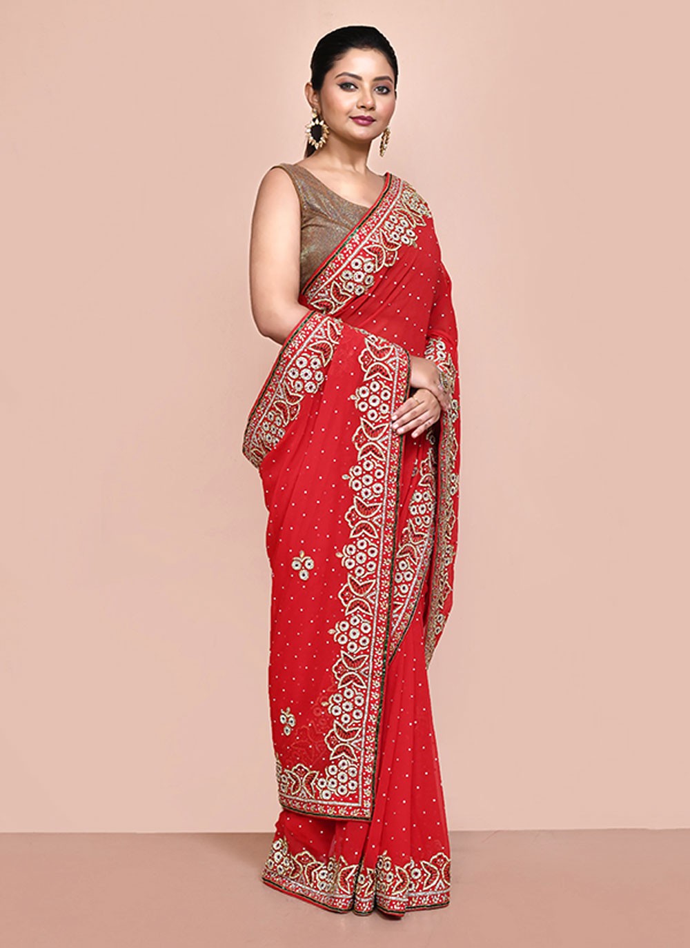 Classic Embroidered Shimmer Saree - S6521