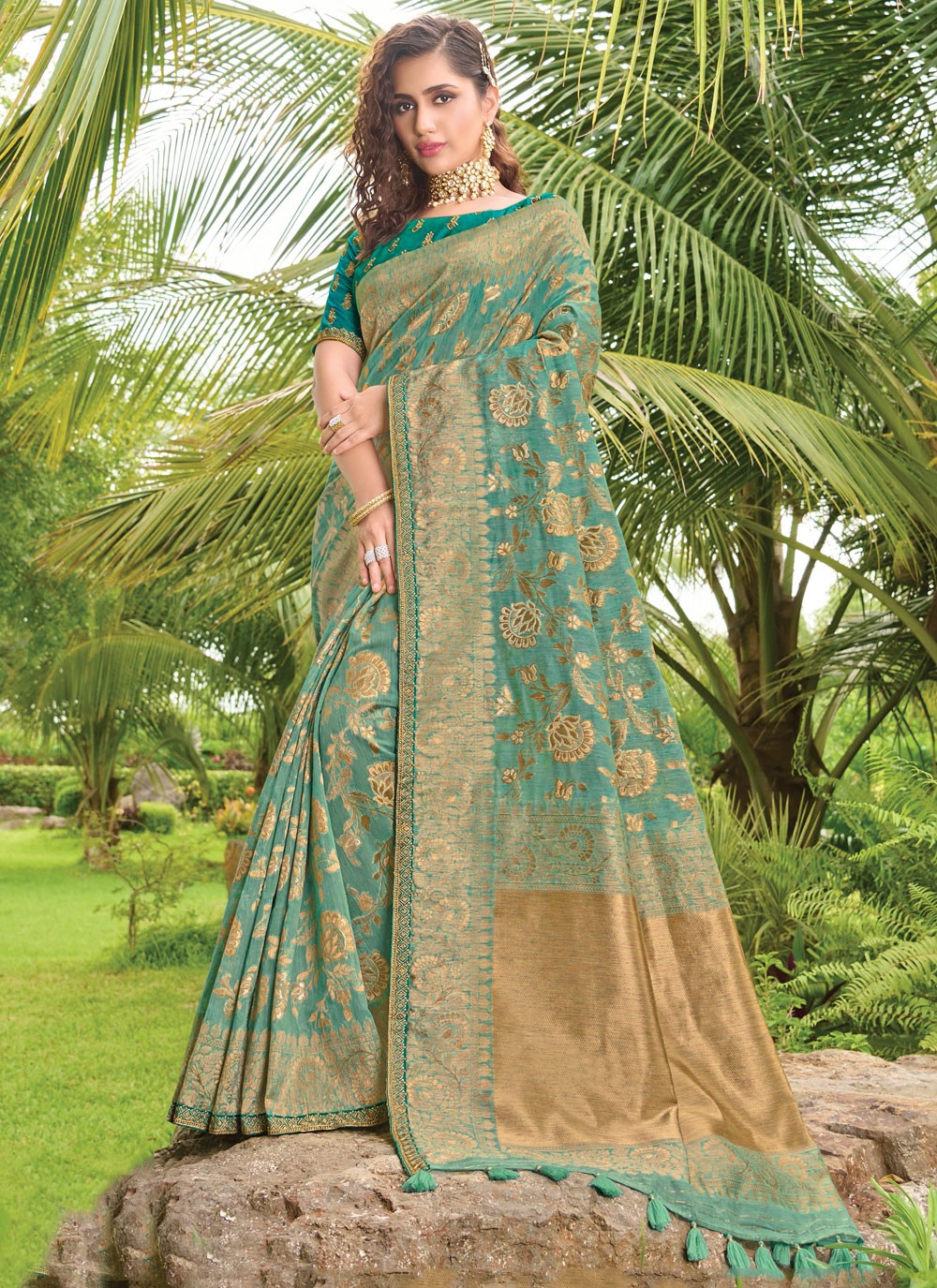 Traditional Embroidered Silk Saree - S1061