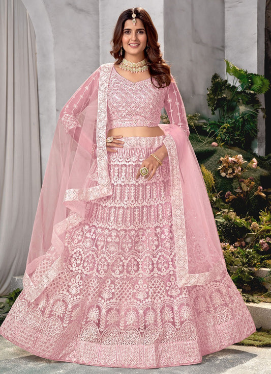 Embroidered Net A - Line Lehenga - L1378