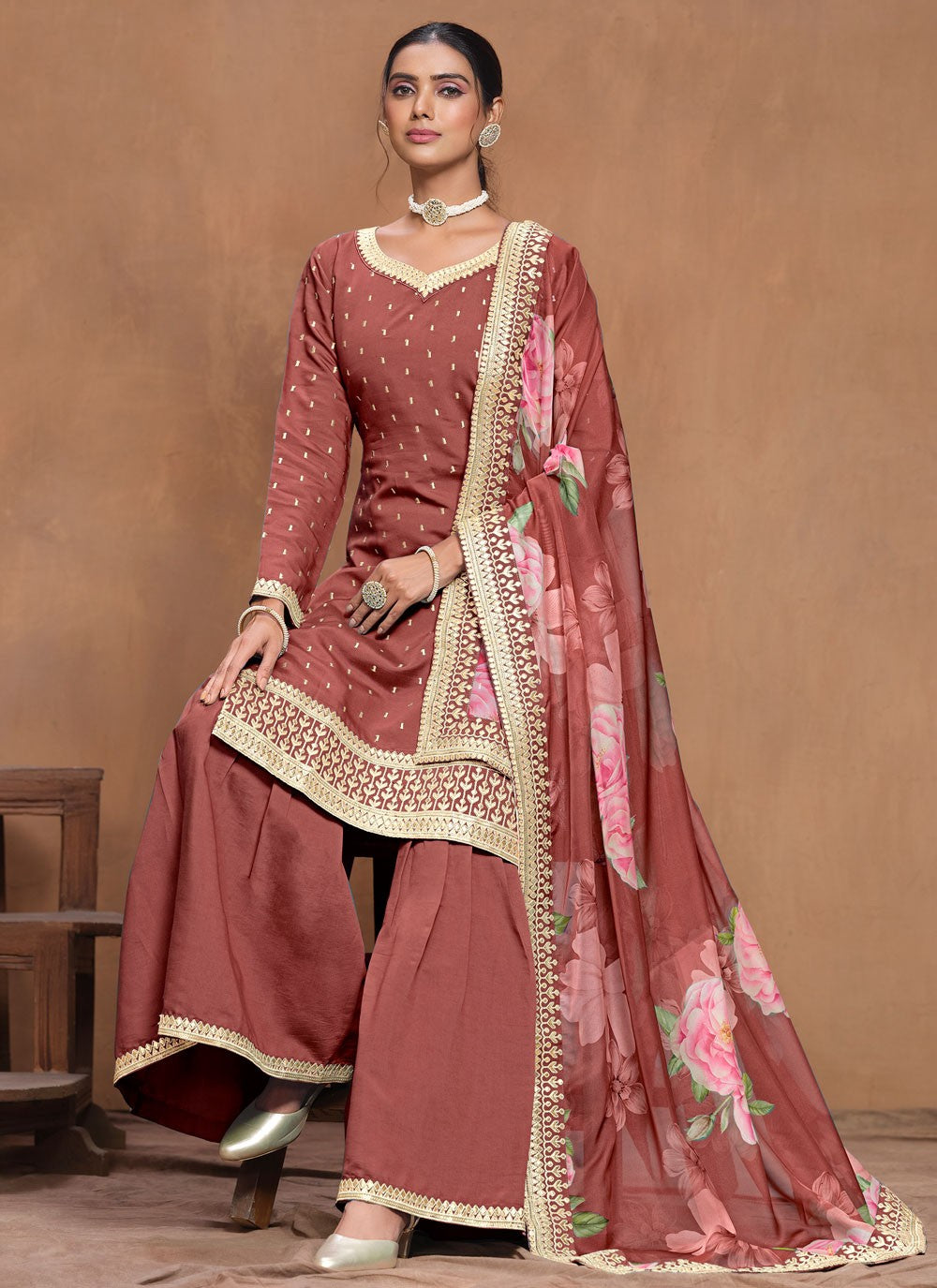 Silk Salwar Suit - T3350