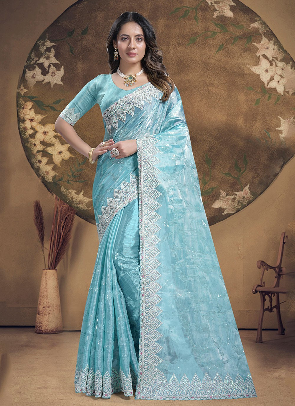 Classic Embroidered Silk Saree - S5933