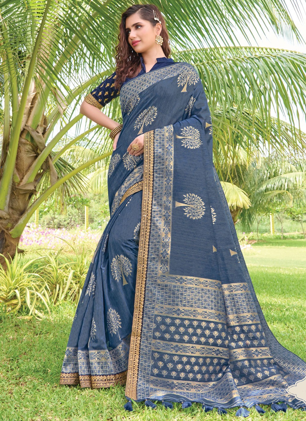 Traditional Embroidered Silk Saree - S1061