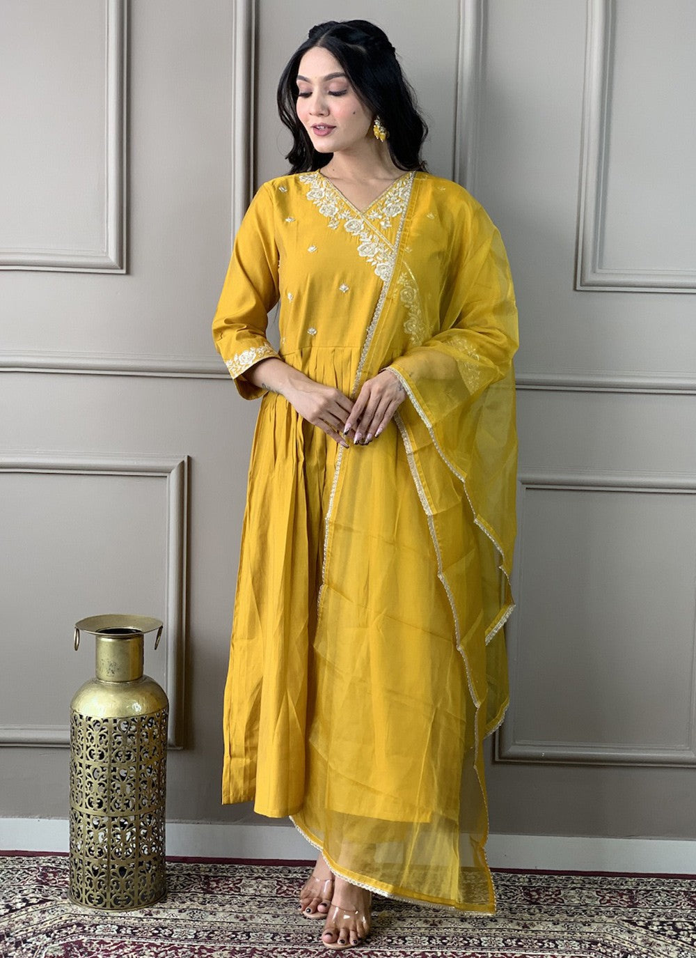 Chanderi , Viscose Pant Style Suit - T3295