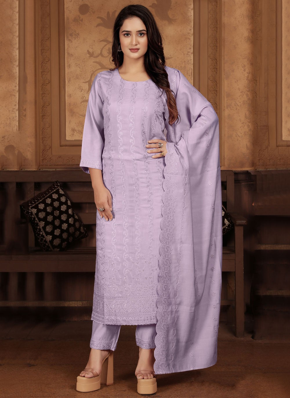 Chanderi Salwar Suit - T3775