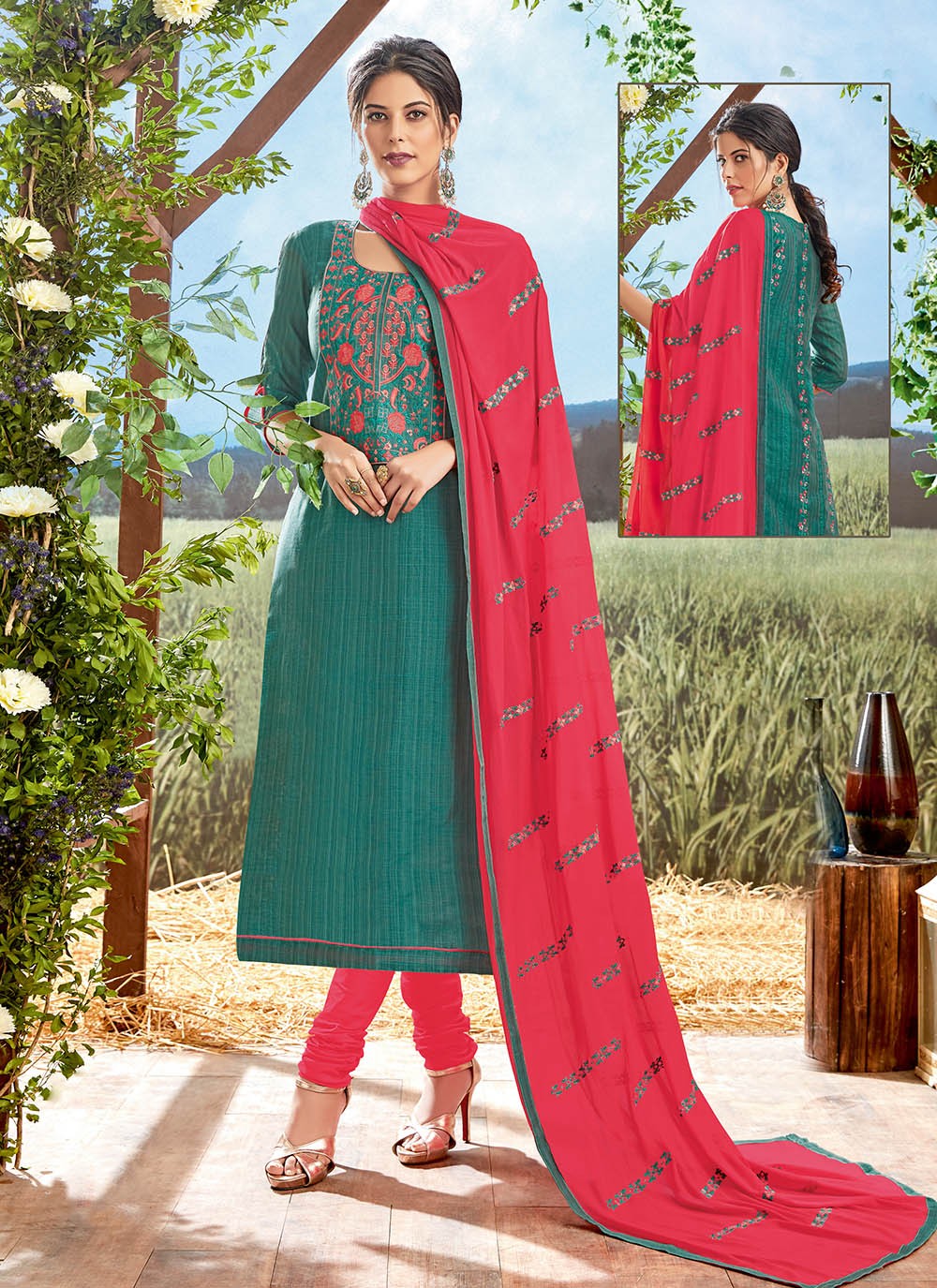 Chanderi Silk Pant Style Suit - T671