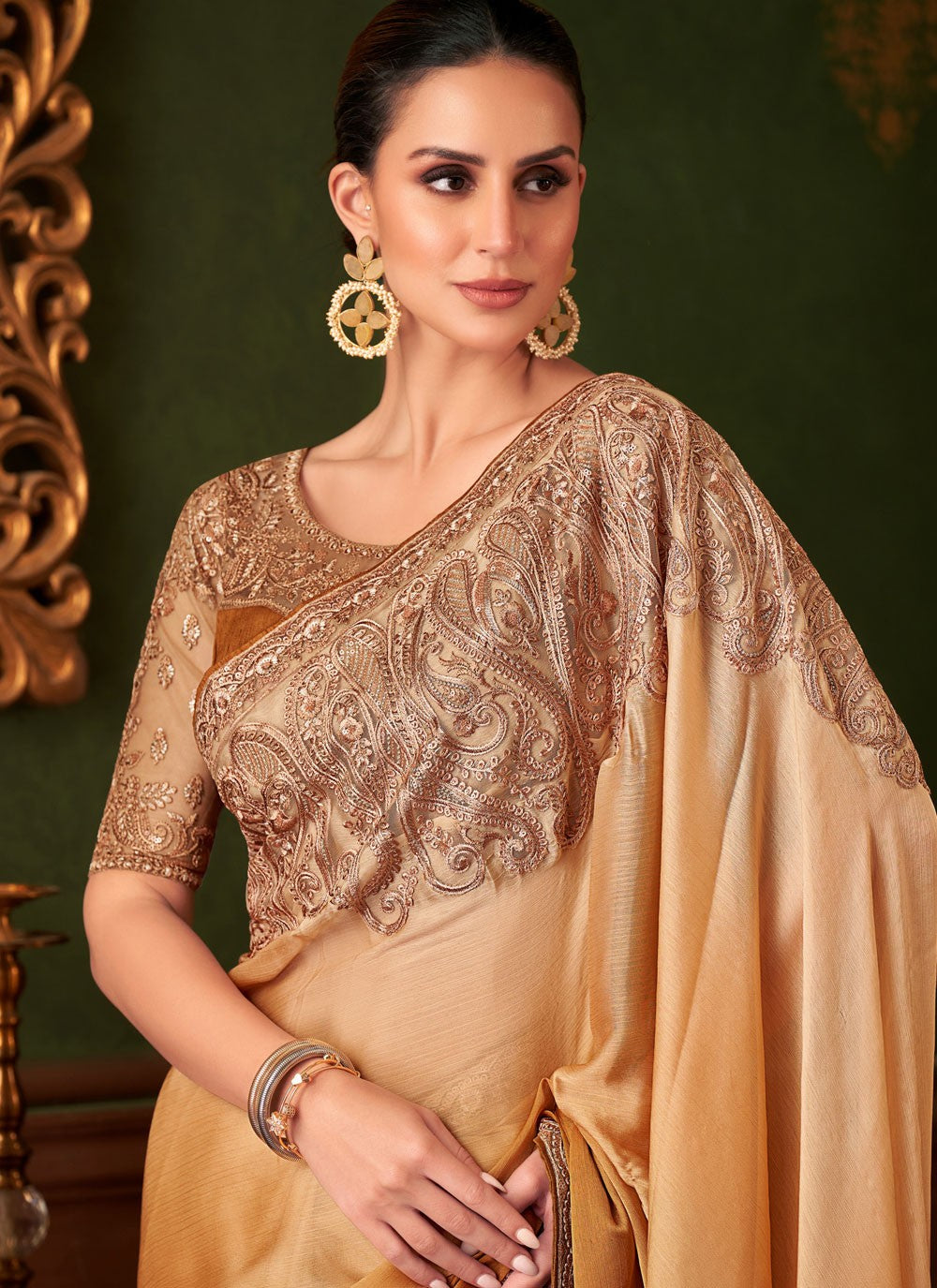 Embroidered, Sequins Chiffon Saree - S11813