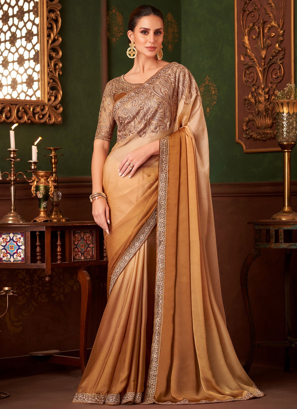 Embroidered, Sequins Chiffon Saree - S11813