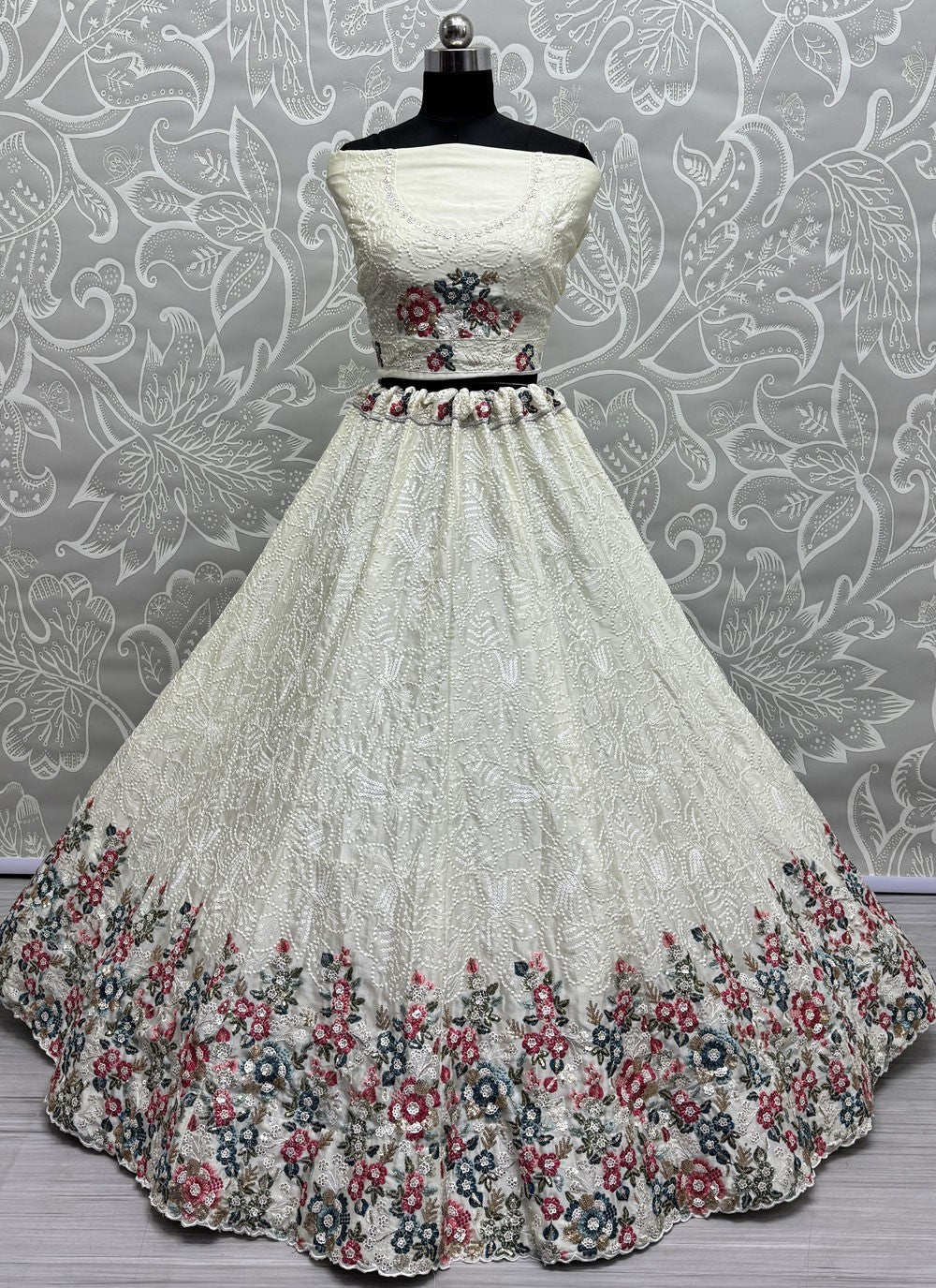 Embroidered Chinon Lehenga - L3060